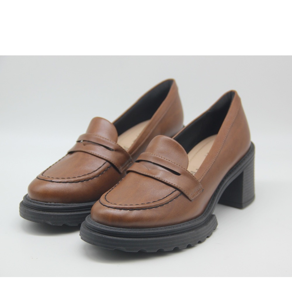 Piccadilly Maxi Women's US 6 EUR 37 Brown Platform Chunky Penny Loafers Y2K 90's